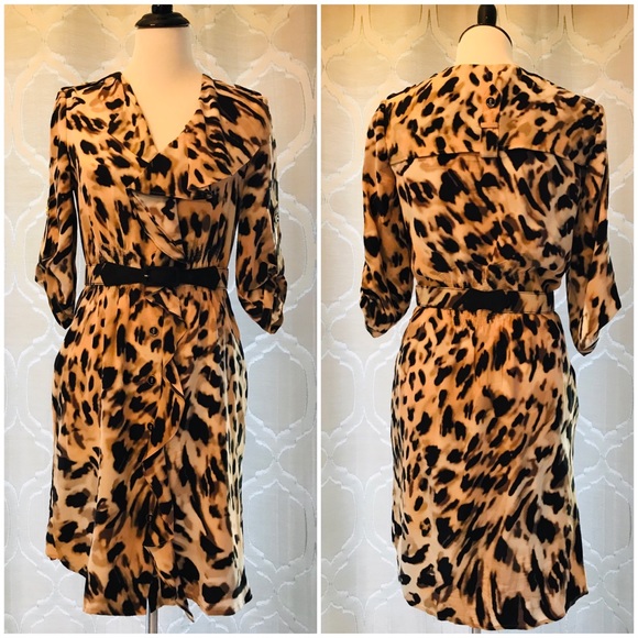 animal print button dress